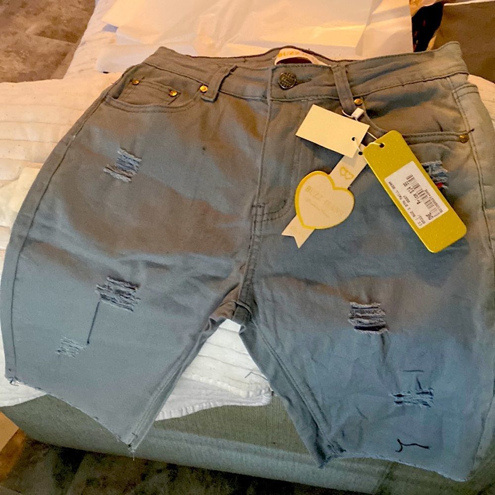 Large stretchy material .Grey women Bermuda shorts